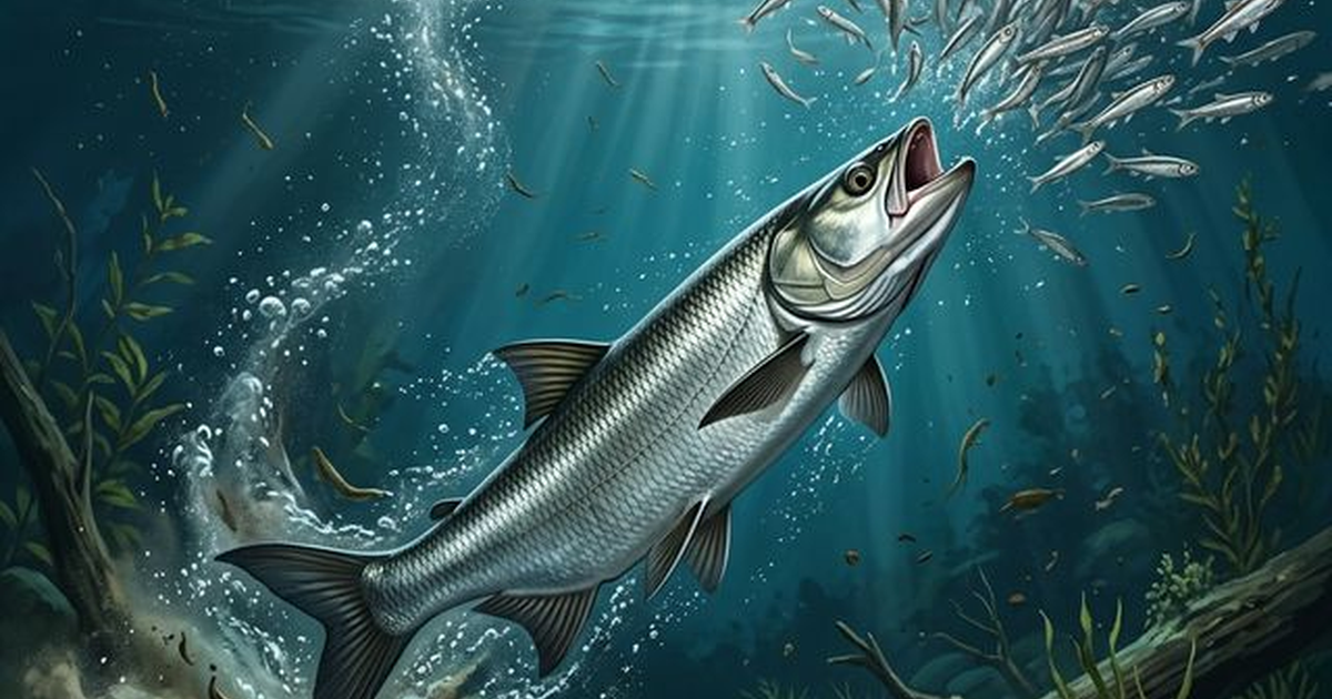 Bolen (Aspius aspius) u napadu na jato uklija pri površini vode