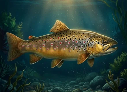 Potočna pastrva (Salmo trutta fario) pliva uzvodno kroz šljunkoviti potok